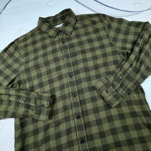 Outerknown Flannel Shirt Men Lg Plaid Green Organic Cotton Outdoor Button Hiking